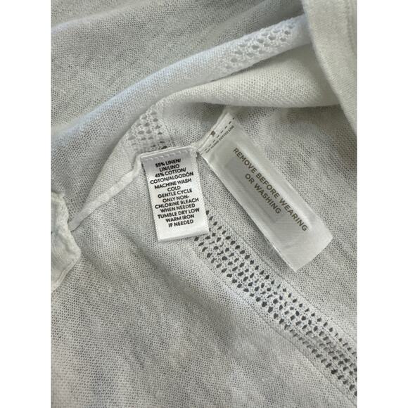 Ann Taylor Loft Soft Linen Blend White Blouse with  Design Detail - Size Medium - Picture 6 of 8